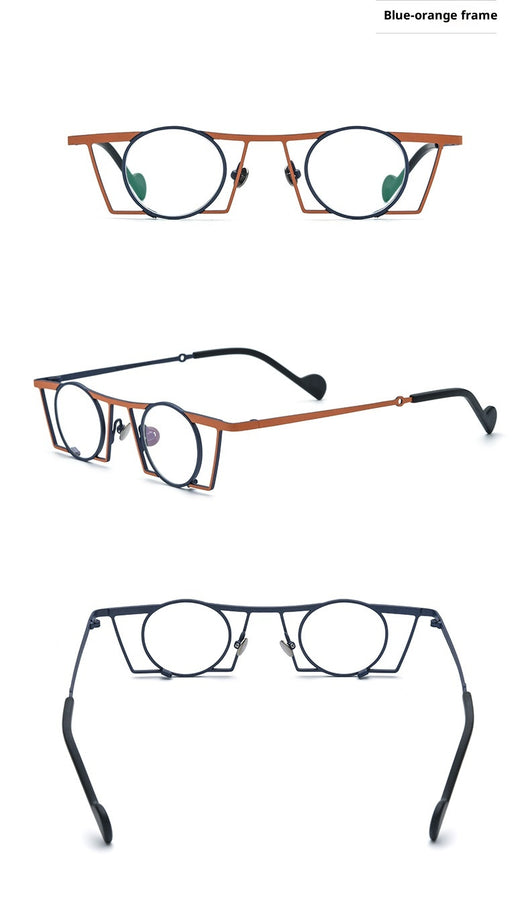 Gafas Retro Redondas de Titanio Puro con Combinación de Colores - Image 13