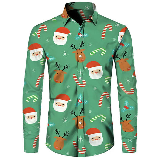 Camisa Hawaiana Navideña 3D Digital Hombre Talla Grande Casual Retro - Image 2