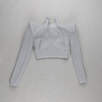 Blusa Jacquard Manga Larga con Cintura Ajustada - Image 8