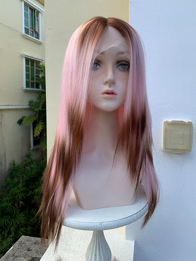 Peluca Degradado Rosa y Marrón Tierra con Personaje Animado - Image 6