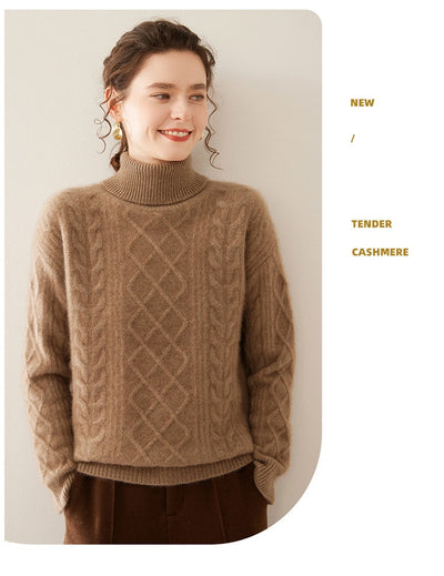 Suéter Cashmere Suelto con Cuello Alto - Tejido Grueso de Tres Capas - Image 21