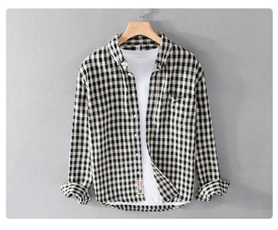 Camisa Cuadros Japonesa Manga Larga para Hombre - Estilo Casual y Versátil - Image 13