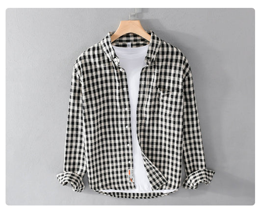 Camisa Cuadros Japonesa Manga Larga para Hombre - Estilo Casual y Versátil - Image 13