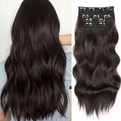 Set de 4 Extensiones de Cabello Ondulado Efecto Agua para Mujer