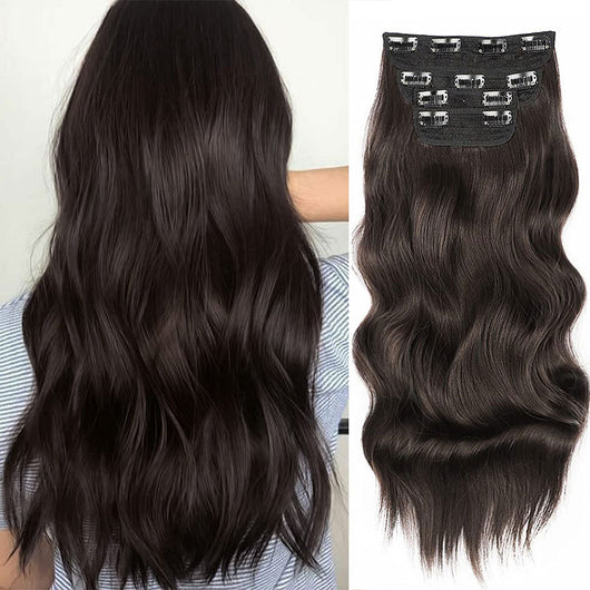 Set de 4 Extensiones de Cabello Ondulado Efecto Agua para Mujer