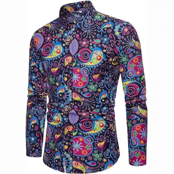 Camisa Manga Larga Estampado Floral para Hombre