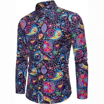 Camisa Manga Larga Estampado Floral para Hombre