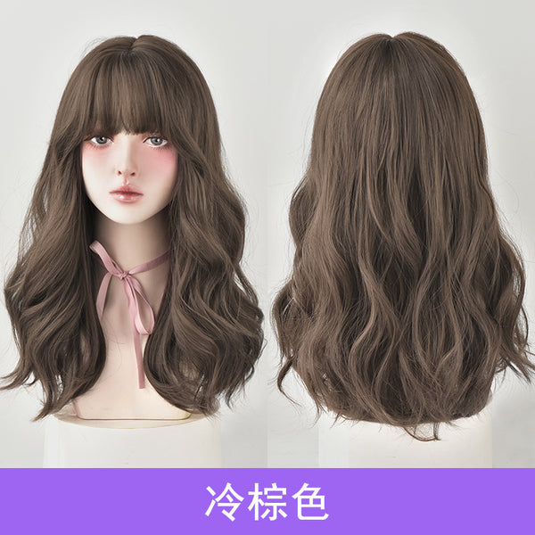 Peluca Larga Rizada con Flequillo Aireado - Cabello Voluminoso Natural
