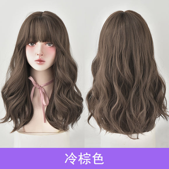 Peluca Larga Rizada con Flequillo Aireado - Cabello Voluminoso Natural
