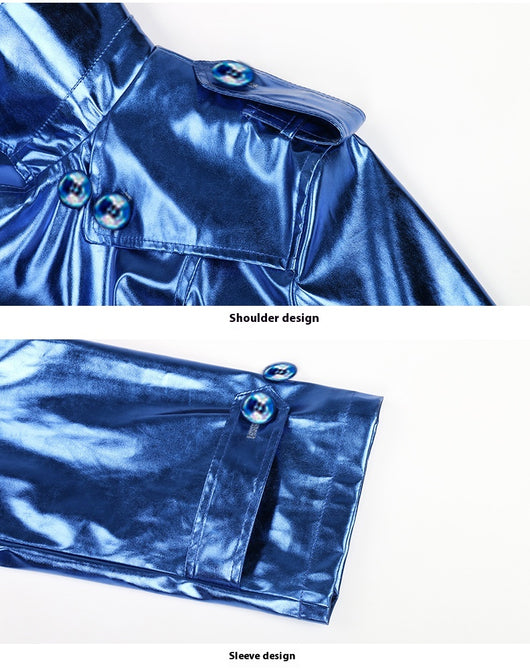 Impermeable Brillante de Cuero Patentado Largo - Image 13