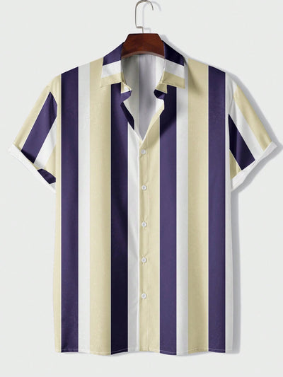Camisa Casual de Hombre con Rayas Estampadas - Image 10