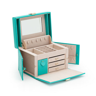 Caja Organizadora de Espejo Portátil en Cuero PU para Joyas y Maquillaje - Image 12