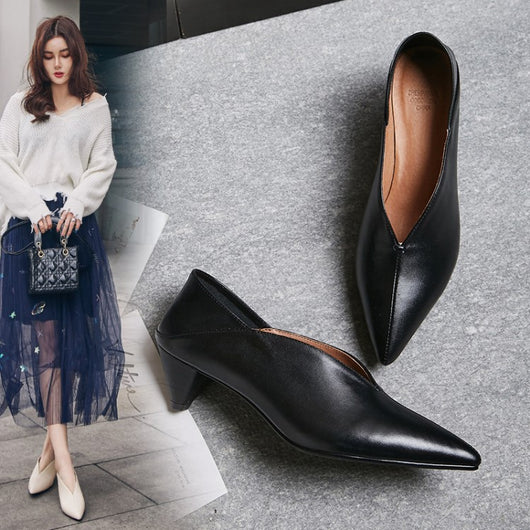 Zapatos de Tacón Medio Punta Fina Estilo Clásico para Mujer - Image 11