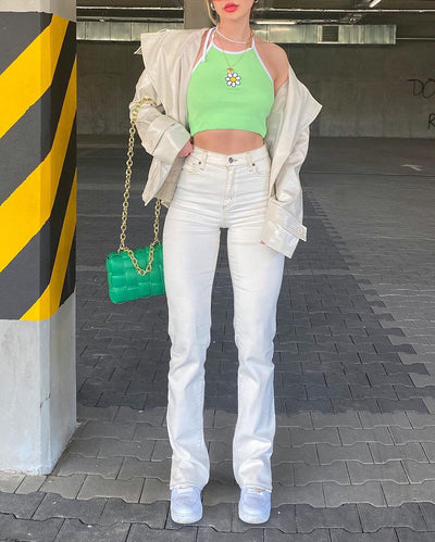 Pantalón Recto Cintura Alta con Cordones y Drapeado Elegante para Mujer - Image 6