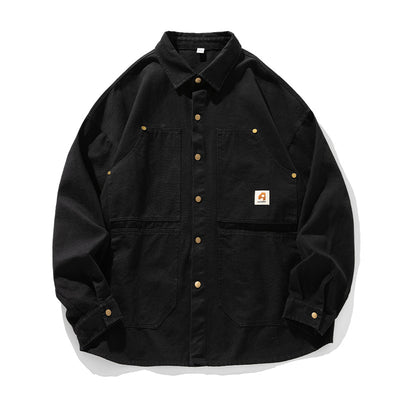 Camisa Retro Americana de Algodón Lavado con Manga Larga - Image 5