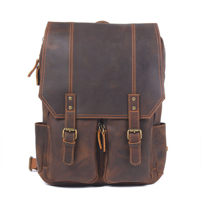 Mochila de Cuero Estilo Retro con Gran Capacidad para Hombre - Image 5