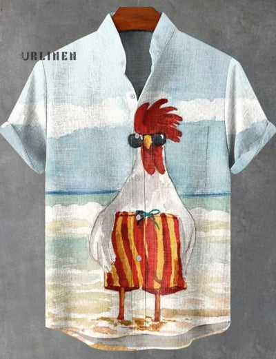 Camisa de Lino Cuello Mao Manga Corta para Hombre - Image 15