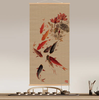 Biombo Decorativo Bambú con Pintura de Scroll para Sala de Estar - Image 11