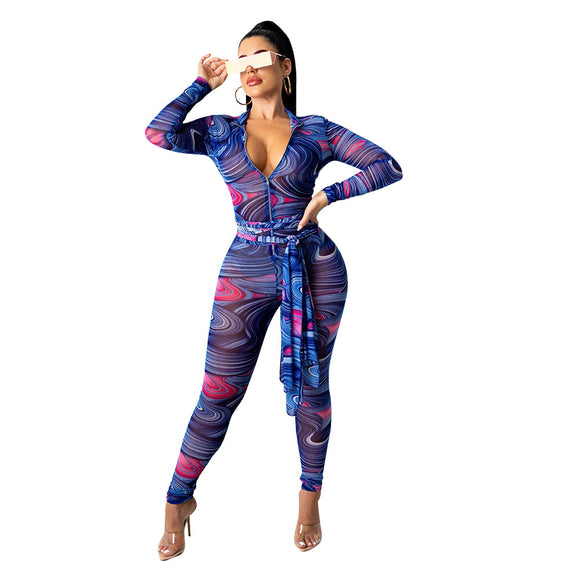Jumpsuit Transparente de Manga Larga para Discoteca