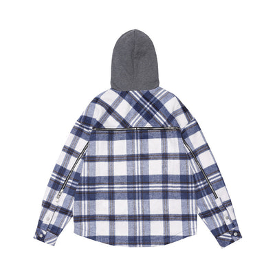 Chaqueta Flanela Acolchada con Capucha - Diseño Colorblock a Cuadros - Image 15