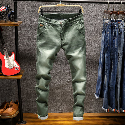 Pantalón Denim Slim Fit Clásico de Color Sólido para Hombre - Image 6