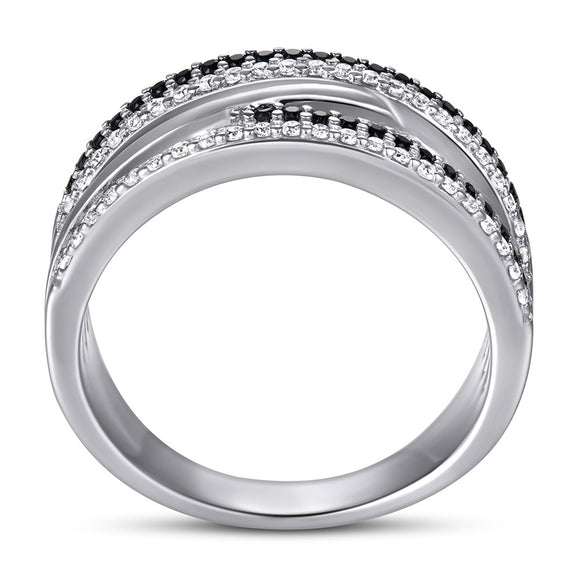 Anillo Cruzado Ancho para Mujer en Plata Esterlina
