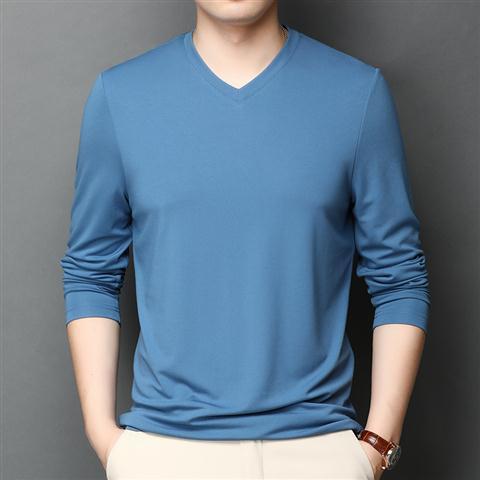 Camiseta de Seda para Hombre - Manga Larga Escote V Transpirable - Image 3