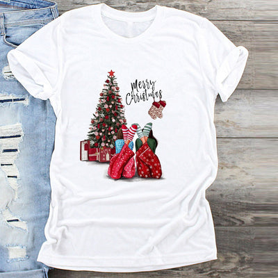 Conjunto de Amigas Navideño con Cuello Redondo y Manga Corta