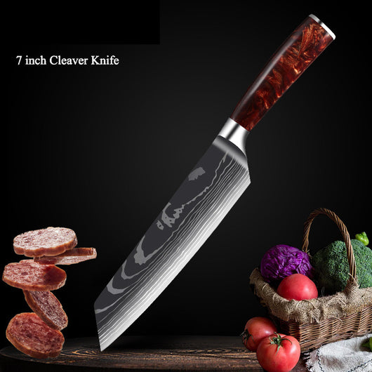 Juego de Cuchillos de Cocina Damascus con Mango de Resina Roja - Image 13