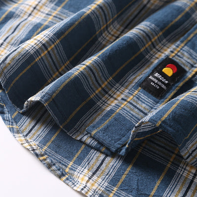Camisa Retro Japonesa a Cuadros Lavada - Manga Corta Verano - Image 21