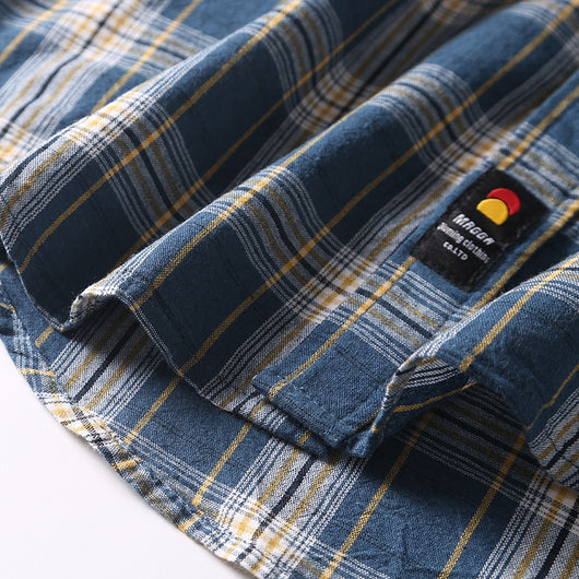 Camisa Retro Japonesa a Cuadros Lavada - Manga Corta Verano - Image 21