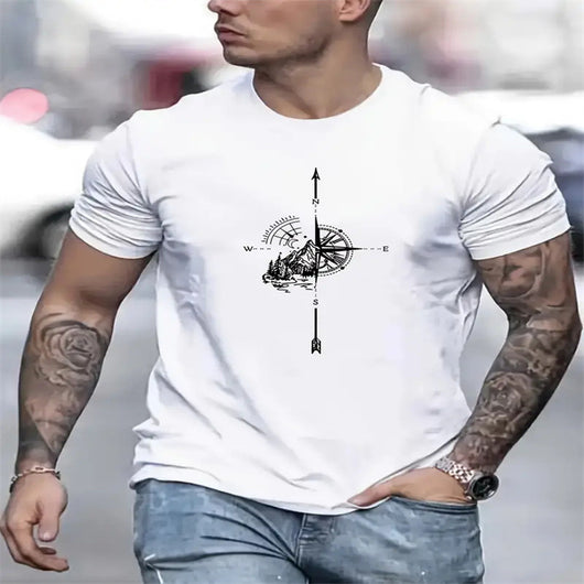 Camiseta Casual Hombre Cuello Redondo Manga Corta - Versátil para Diario
