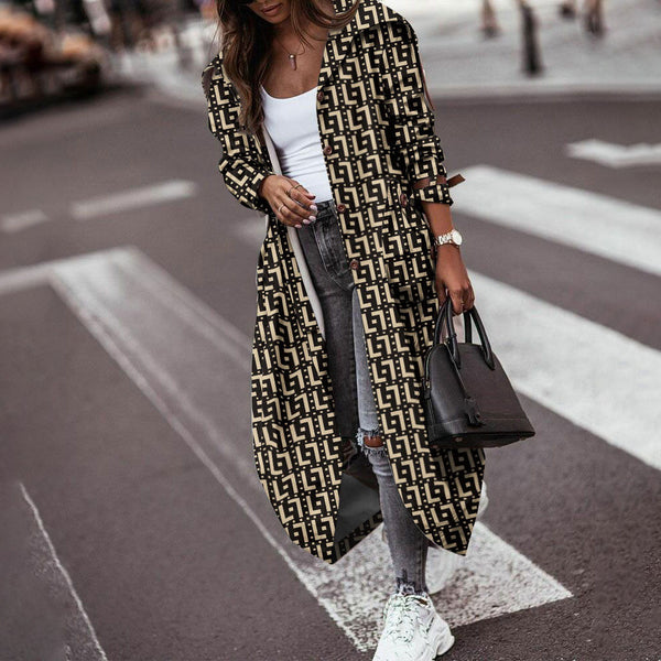 Gabardina Casual de Solapa Midi para Mujer - Estilo Versátil