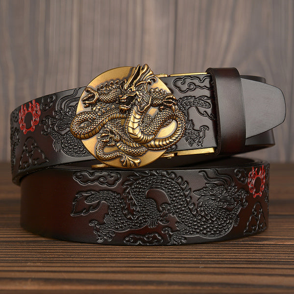Men's Genuine Leather Belt with Automatic Buckle
