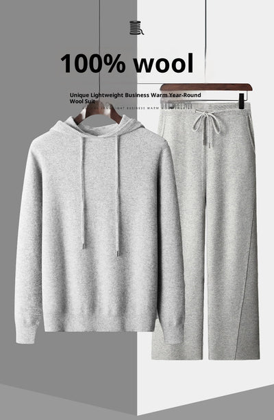 Conjunto Deportivo Lana Pura Hombre: Sudadera sin Costuras y Pantalón Tejido con Cordón - Image 13