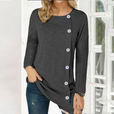 Blusa Otoñal Suelta con Mangas Largas y Botones - Image 9