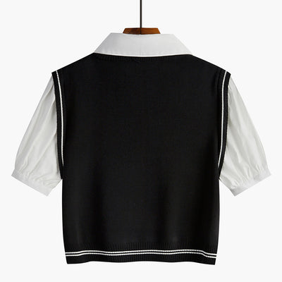 Suéter Tejido Tipo Polo con Efecto Dos Piezas para Mujer - Image 6