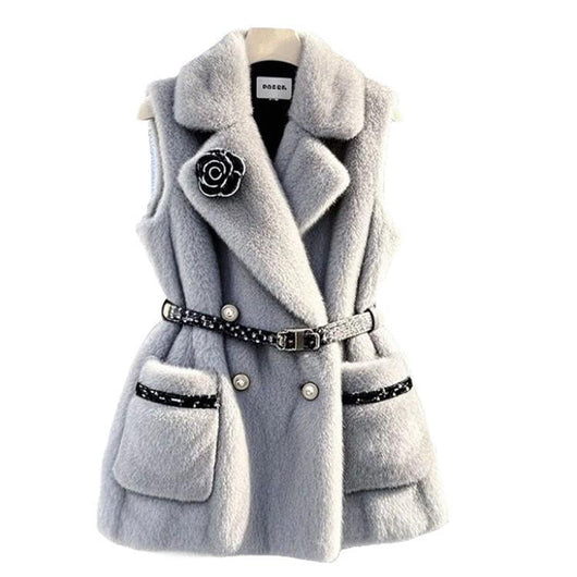 Vestido Ajustado Estilo Francés Gris Ceñido a la Cintura - Image 5