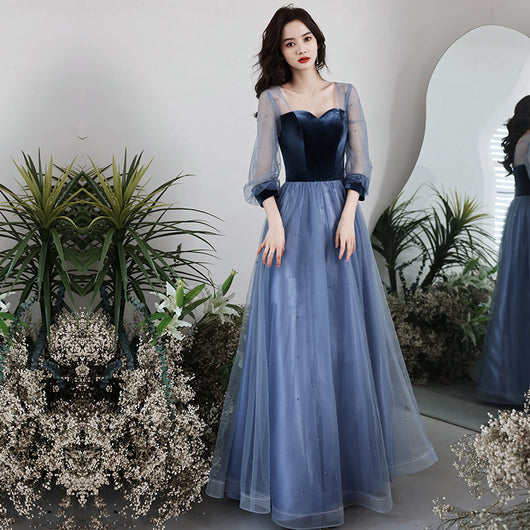 Vestido Largo de Terciopelo para Fiestas de Cumpleaños - Image 3