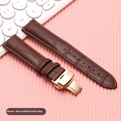 Correa de Cuero Genuino con Cierre Mariposa - Pulsera Universal para Reloj - Image 12