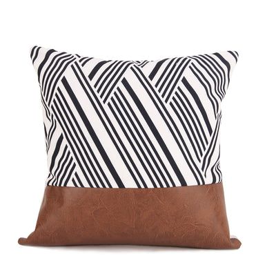 Funda de Almohada Cuero PU Nórdico con Costuras Geométricas - Image 8