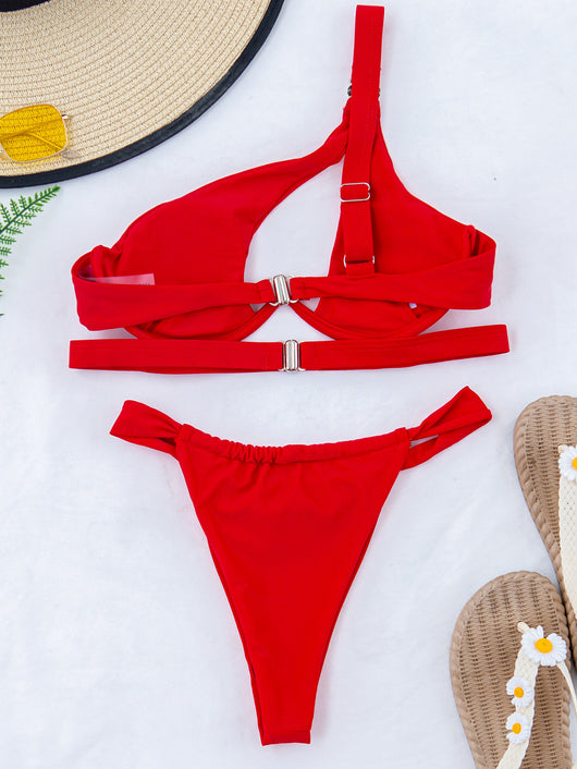 Bikini de Dos Piezas con Vendas en Color Sólido para Mujer - Image 14