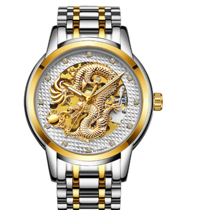 Reloj Empresarial Dragon Dorado Automático Resistente al Agua con Esfera Luminosa - Image 3