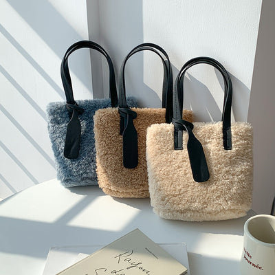 Bolso Peludo de Moda Colores Sólidos Adorable para Mujer - Image 12