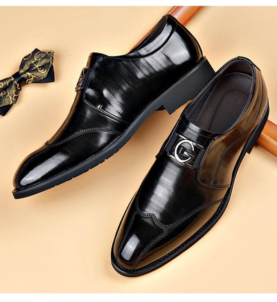 Zapatos de Cuero Elegantes con Bordado - Slip-on Puntiagudo para Hombre - Image 9