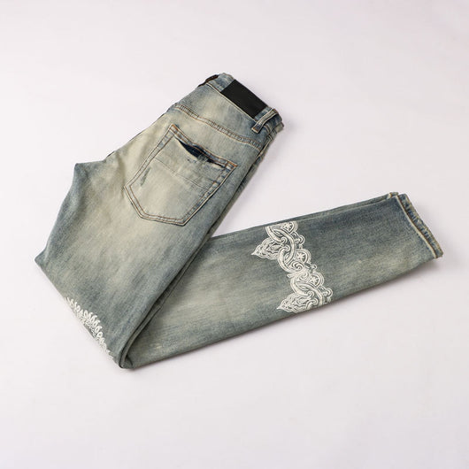 Jeans Vintage Desgastado con Estilo para Hombre - Image 6