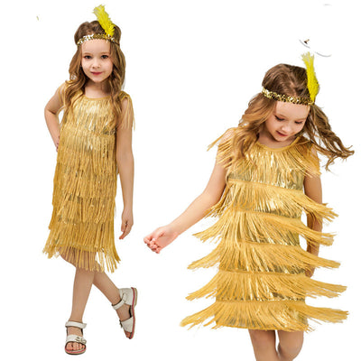 Vestido de Danza Latina Infantil Retro con Flecos para Presentaciones - Image 6