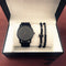 Large Dial Men's Casual Simple Scale Frosted Belt Quartz Watch Crown Bracelet Negro With Negro Beads Box