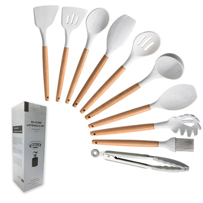 Juego de Utensilios de Cocina con Mango de Madera y Silicona Marmoleada - Image 9