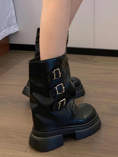 Botas Motociclista Plataforma con Hebilla para Mujer - Image 4